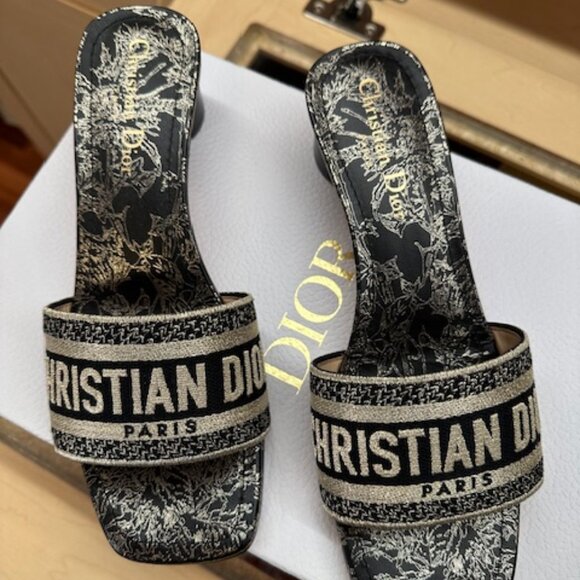Dior Chardons Print Black Size 37 Sandals - Picture 3 of 7